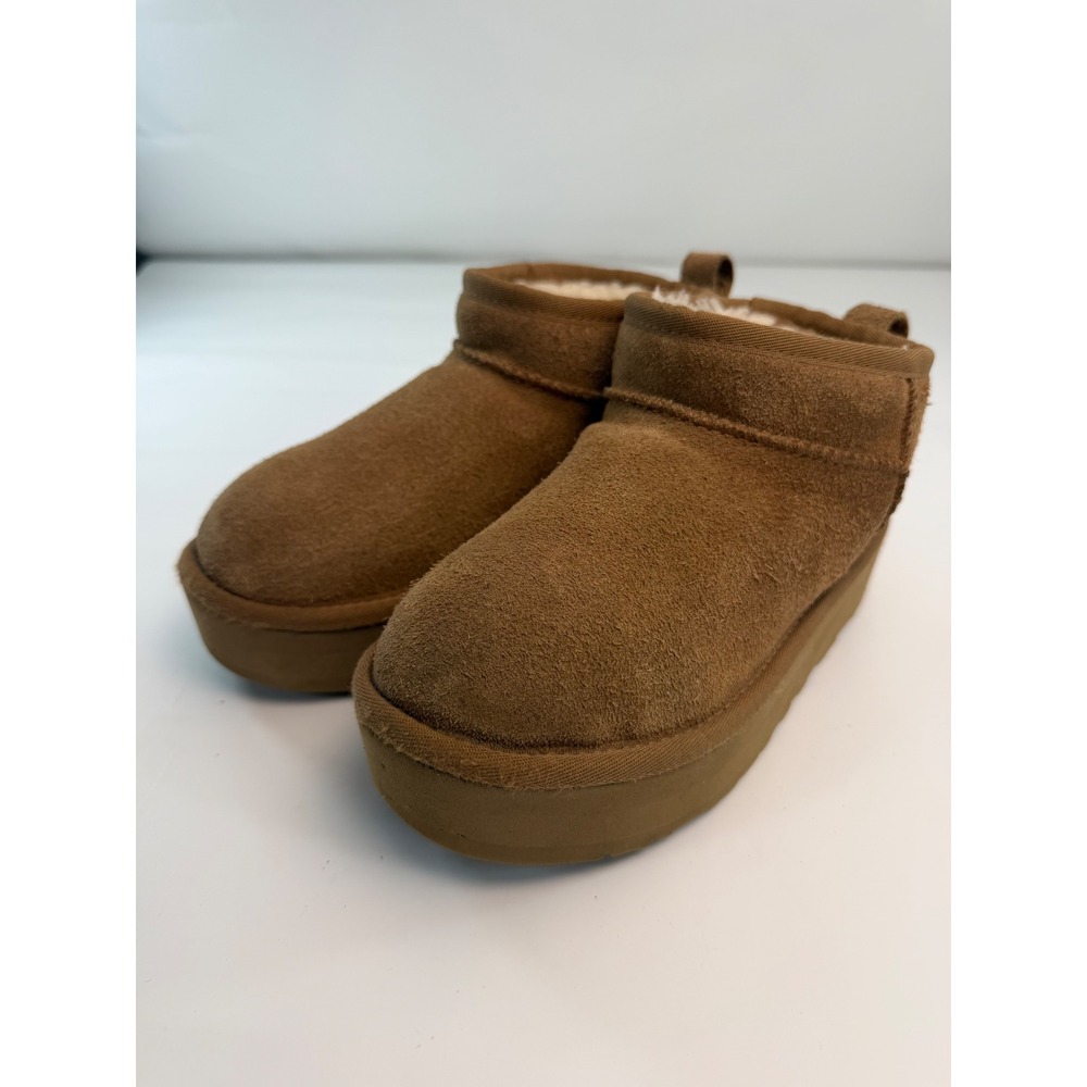 UGG Kids Classic Ultra Mini Platform Chestnut Suede Boots 1157791K Size 2